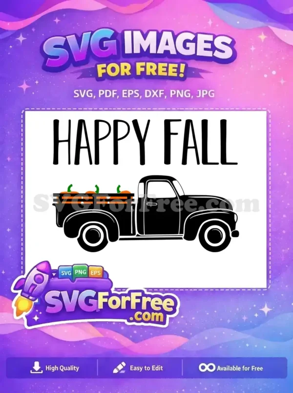 Free Happy Fall Orange Pumpkins Free Farm Truck Design Free SVG
