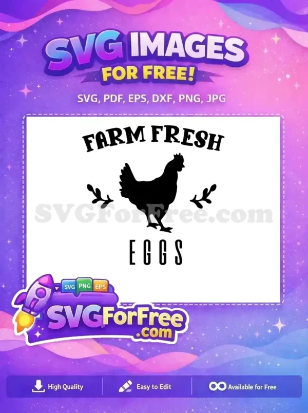 Free Farm Fresh Eggs Free Black Silhouette Chicken Free SVG