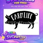 Free Farm Pig Silhouette Free Farmlife Text Design Free SVG - Instant Download
