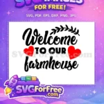 Free Welcome Heart Free Farmhouse Leaves Decor Free SVG - Instant Download