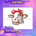 Free Cartoon Farm Animal Free Cow Red Bandana Farm Free SVG - Instant Download