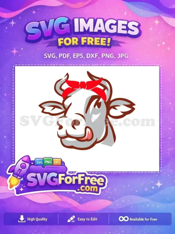 Free Cartoon Farm Animal Free Cow Red Bandana Farm Free SVG