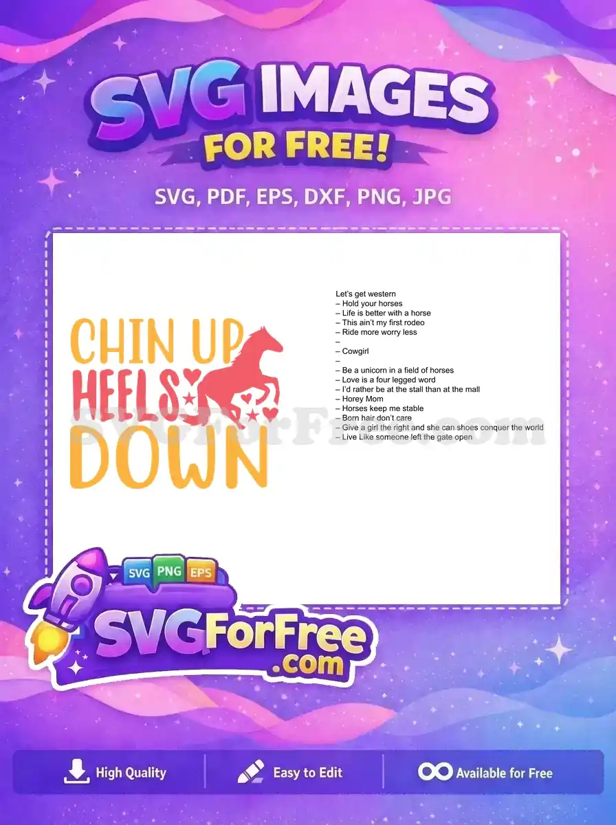 Free Chin Up Heels Down Free Horse Stars Hearts Farm Free SVG