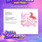 Free Pink Horse Stars Free Let's Get Western Free SVG - Instant Download