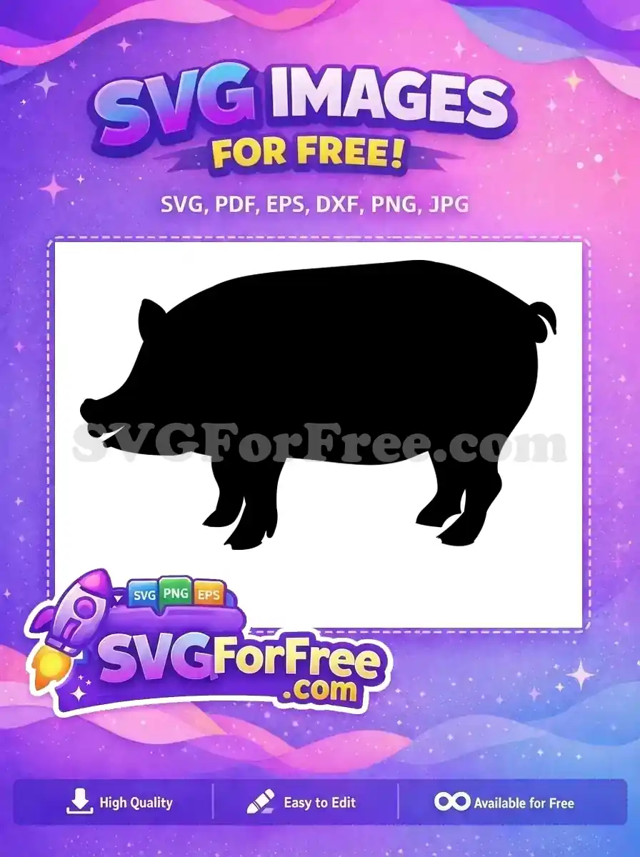 Free Black Pig Silhouette Free Farm Animal Design Free SVG