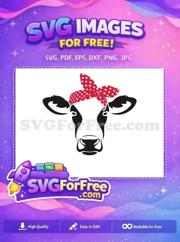 Free Spotted Bandana Cow Free Farm Quotes Design Free SVG