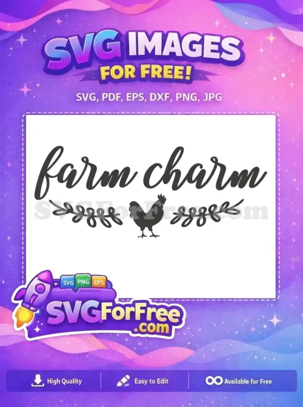 Free Farm Charm Text Free Rooster Silhouette Farm Free SVG