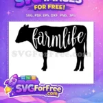 Free Black Silhouette Cow Free Farmlife Phrase Farm Free SVG - Instant Download