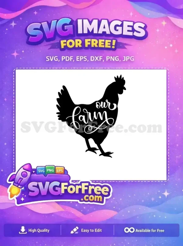 Free Black Chicken Silhouette Free Our Farm Quote Farm Free SVG