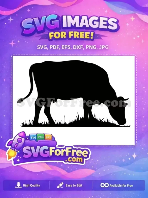 Free Black Cow Silhouette Free Farm Quotes Design Free SVG