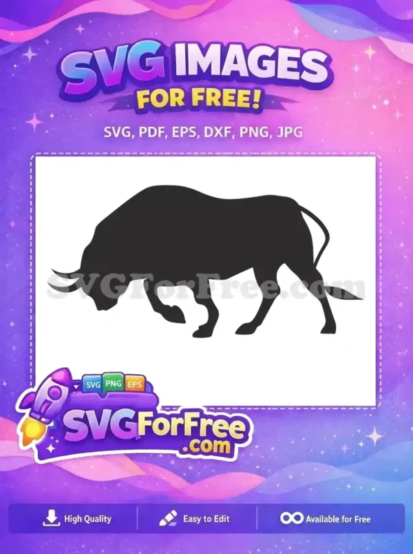 Free Black Silhouette Bull Free Farm Quotes Animal Vector Free SVG
