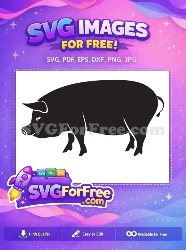 Free Black Silhouette Pig Free Farm Animal Icon Free SVG