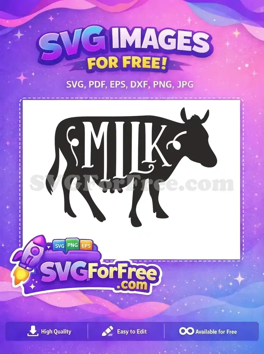 Free Farm Cow Silhouette Free Milk Lettering Farm Free SVG