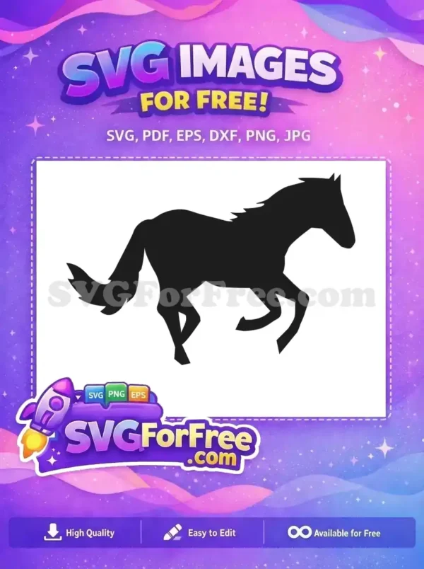 Free Running Horse Silhouette Free Farm Animal Black Free SVG