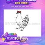 Free Chicken With Bow Free Farm Animal Cute Free SVG - Instant Download