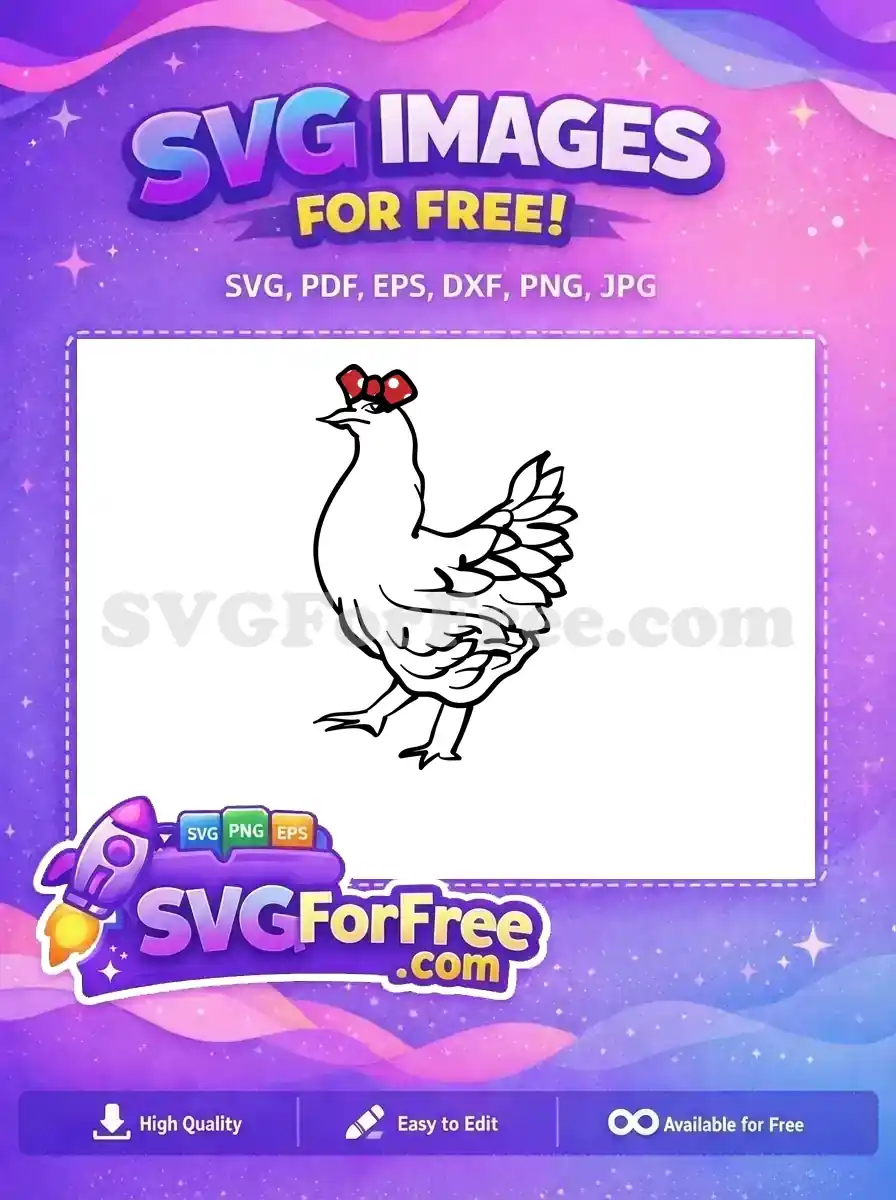 Free Chicken With Bow Free Farm Animal Cute Free SVG