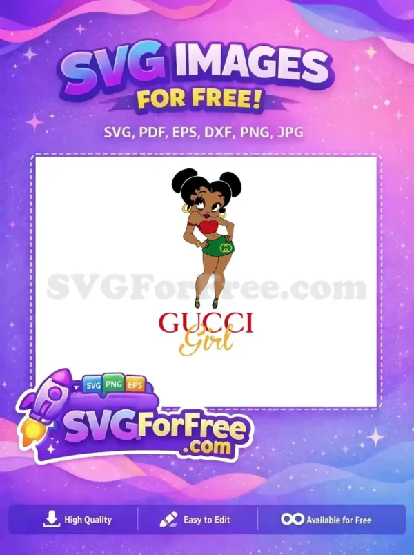 Free Betty Boop Red Top Free Gucci Skirt Girl Free SVG