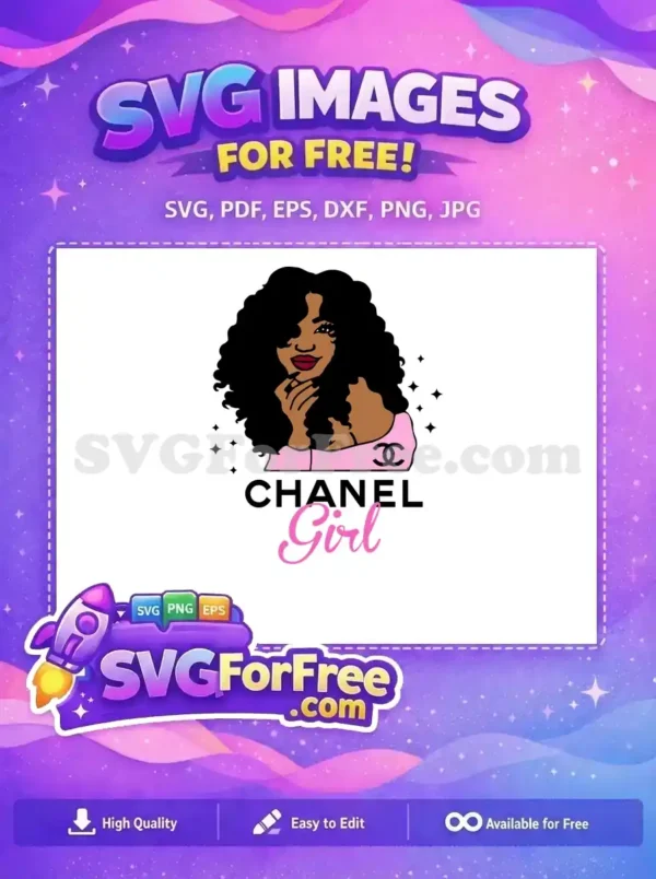 Free Afro Hair Free Pink Top Chanel Girl Free SVG