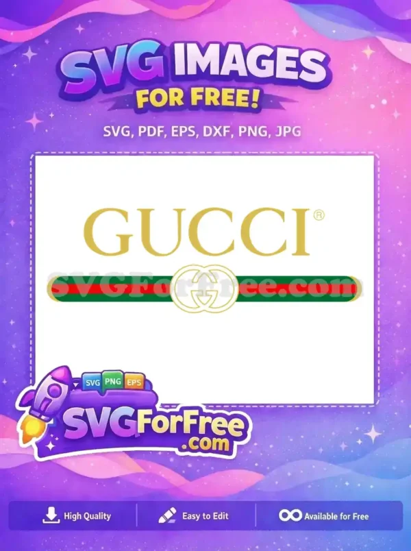Free Gold Gucci Logo Free Green Red Stripe Fashion Free SVG