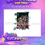Free Tropical Hibiscus Free Palm Leaves Fashion Free SVG - Instant Download