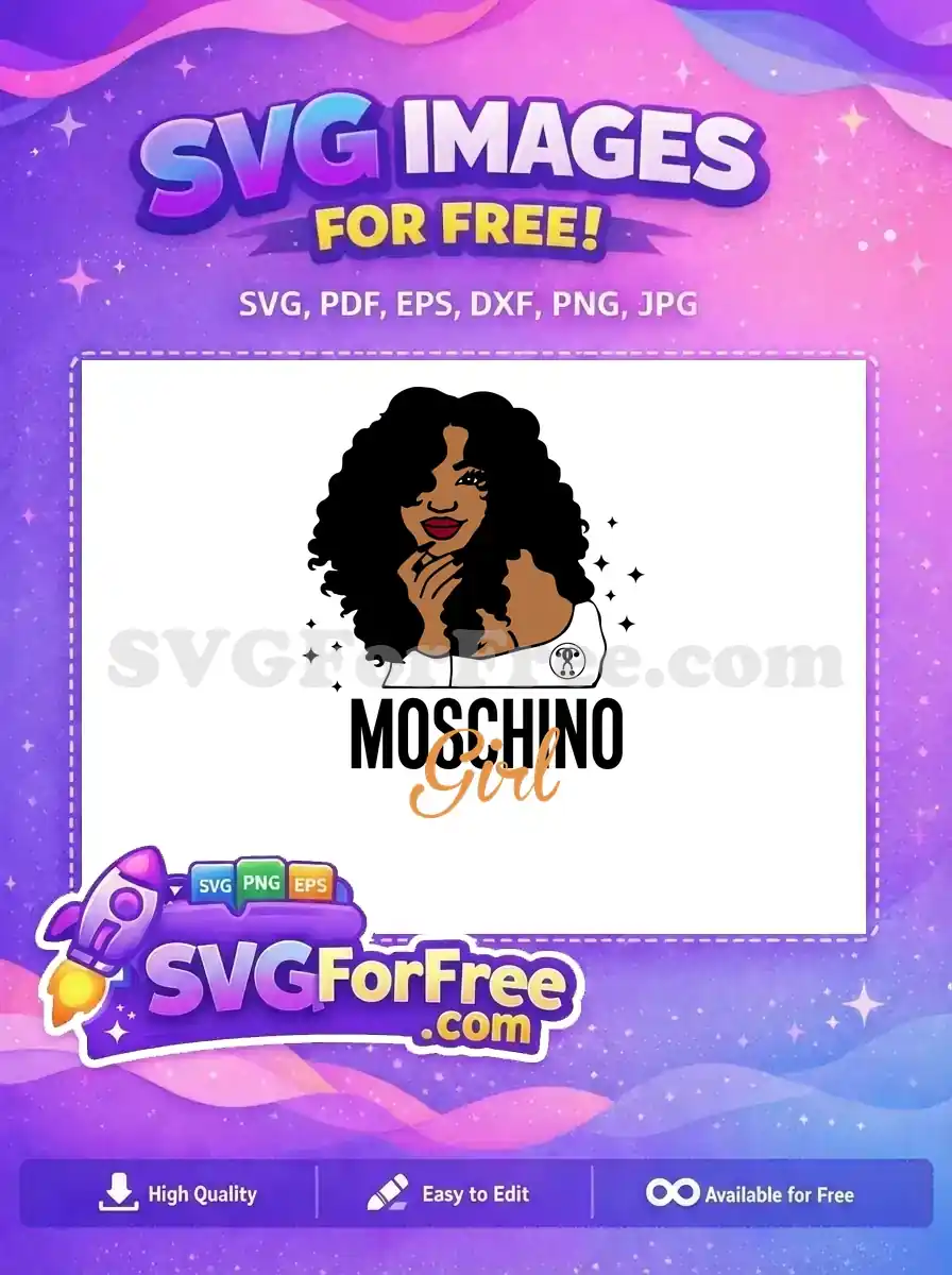 Free Melanated Girl Free Moschino Logo Fashion Free SVG
