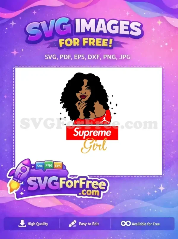 Free Afro Hairstyle Free Red Supreme Girl Fashion Free SVG