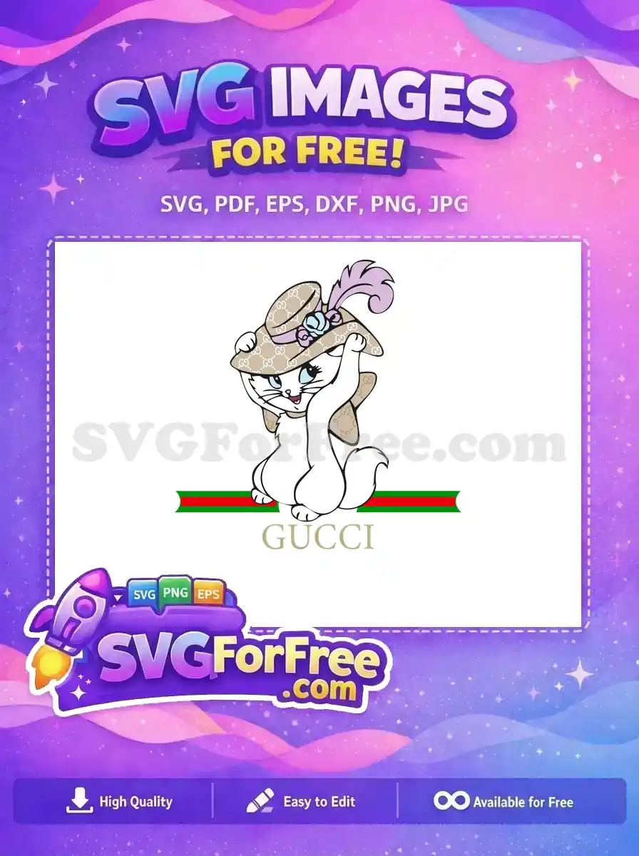 Free Fashionable Cat Free Gucci Hat Fashion Logos Free SVG