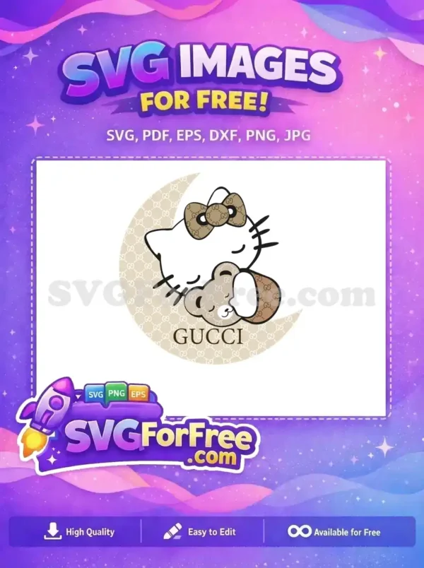 Free Sleeping Hello Kitty Free Gucci Bear Fashion Free SVG