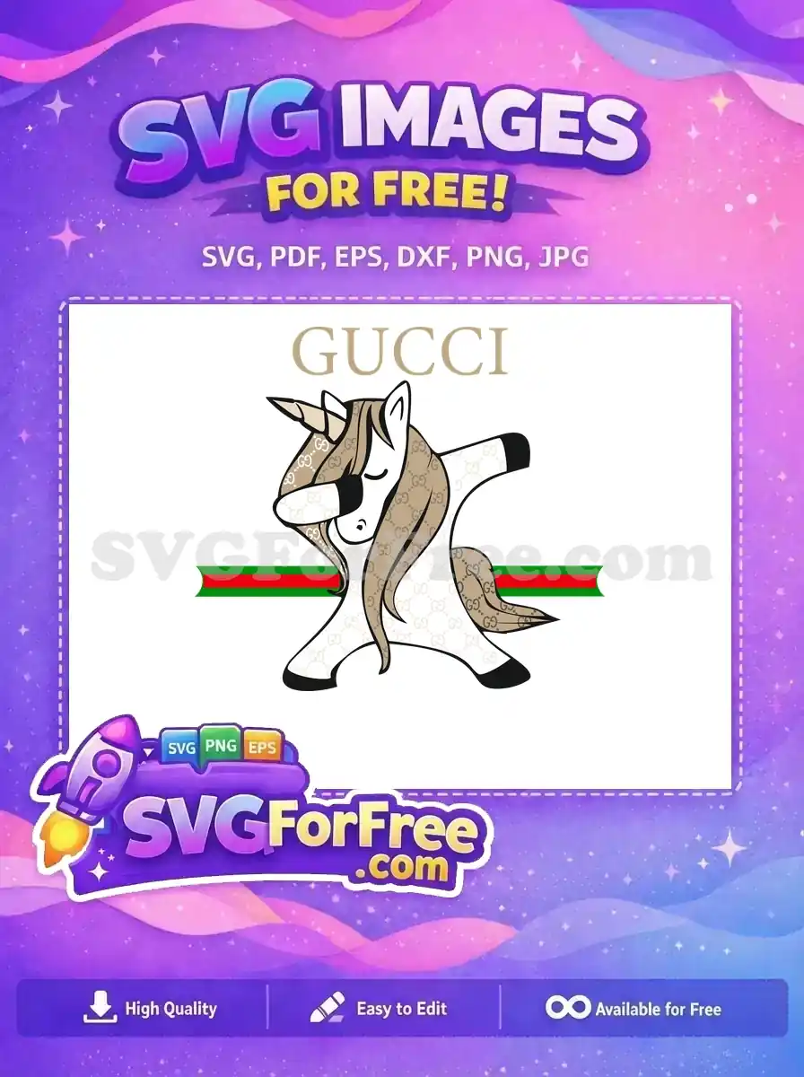 Free Dabbing Unicorn Free Gucci Pattern Fashion Logos Free SVG