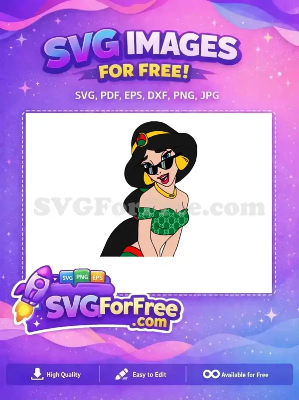 Free Sunglasses Jasmine Free Green Top Fashion Princess Free SVG
