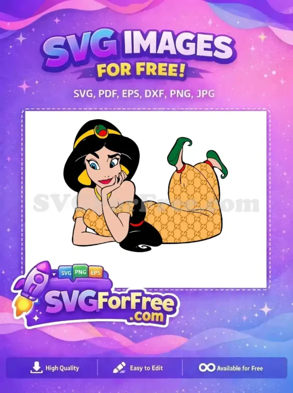 Free Reclining Jasmine Free Gold Patterned Outfit Aladdin Free SVG