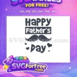 Free Happy Fathers Day Free Mustache Hearts Design Free SVG - Instant Download