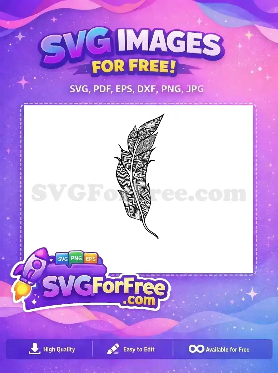 Free Geometric Star Feather Free Black Silhouette Art Free SVG