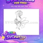 Free Rose Detail Free Butterfly Detail Female Line Art Free SVG - Instant Download