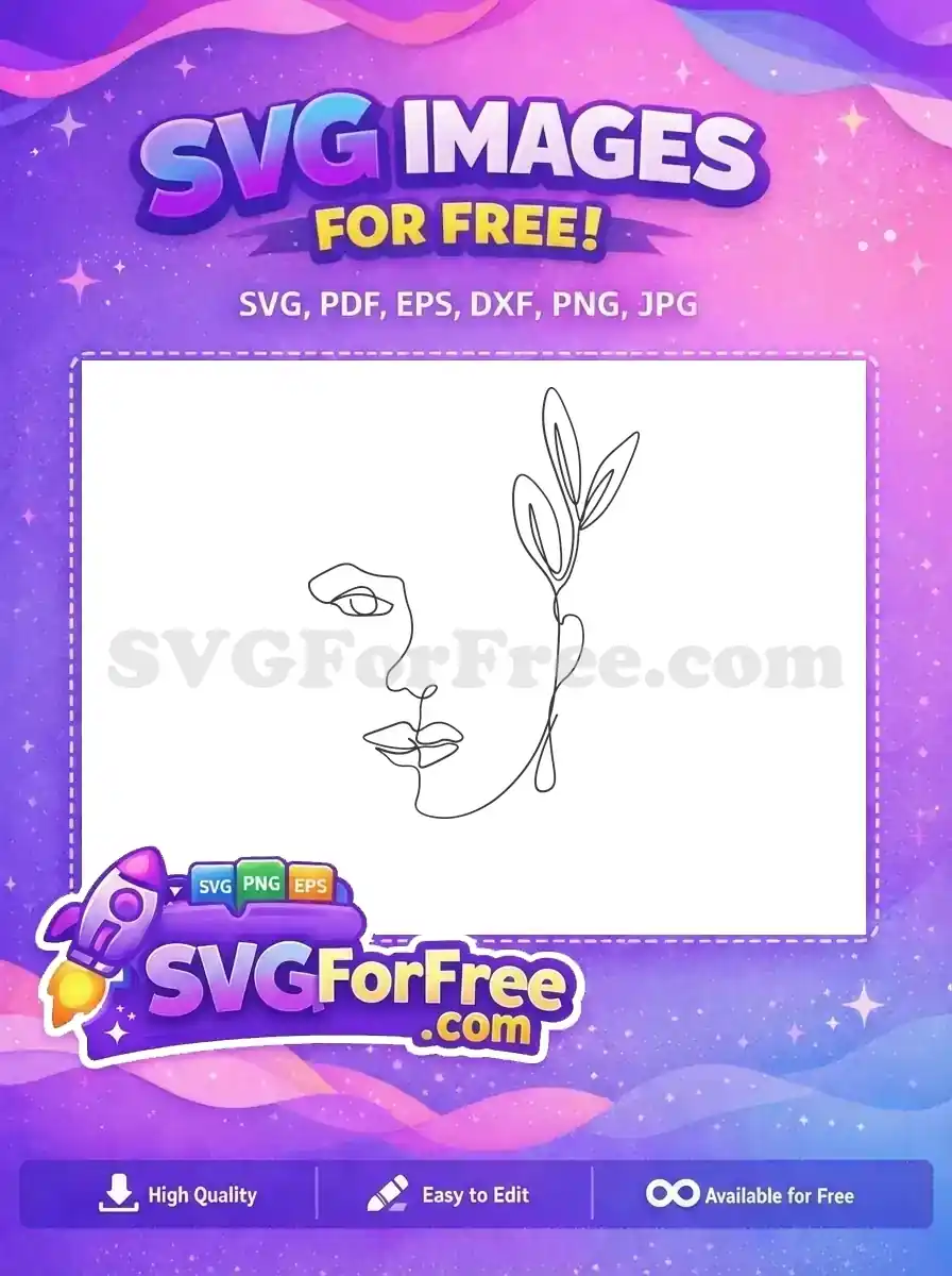 Free Elegant Woman Face Free Leaf Accent Design Free SVG