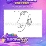 Free Minimalist Woman Free Earring Female Line Art Free SVG - Instant Download