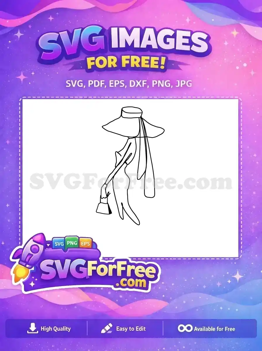 Free Woman Hat Free Ribbon Dress Fashion Free SVG