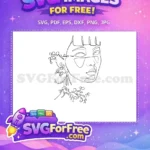 Free Elegant Hairstyle Free Floral Earring Female Line Art Free SVG - Instant Download
