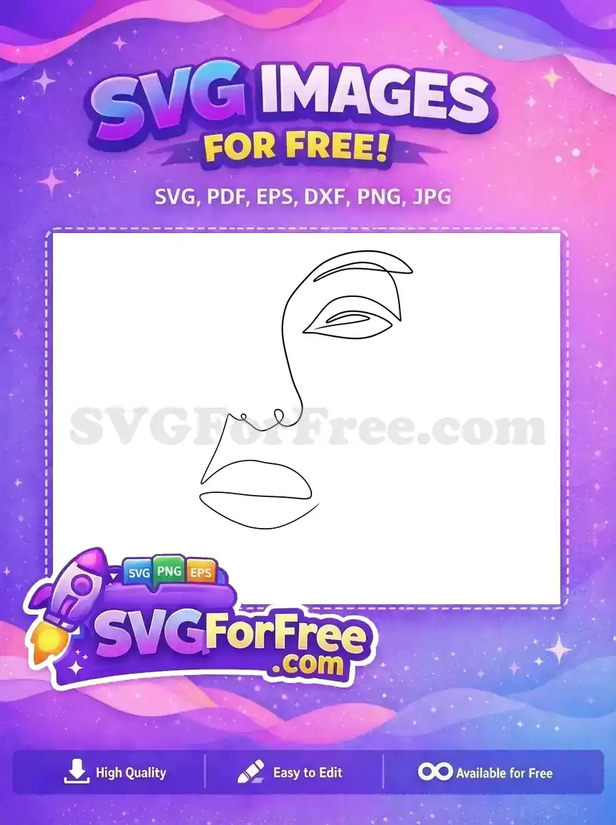 Free Minimalist Eyelash Free Abstract Woman Portrait Free SVG