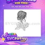 Free Elegant Hairstyle Free Rose Bouquet Female Free SVG - Instant Download
