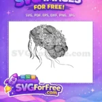 Free Flower Crown Girl Free Hairstyle Female Line Art Free SVG - Instant Download