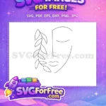Free Minimalist Woman Free Leaf Accent Face Free SVG - Instant Download