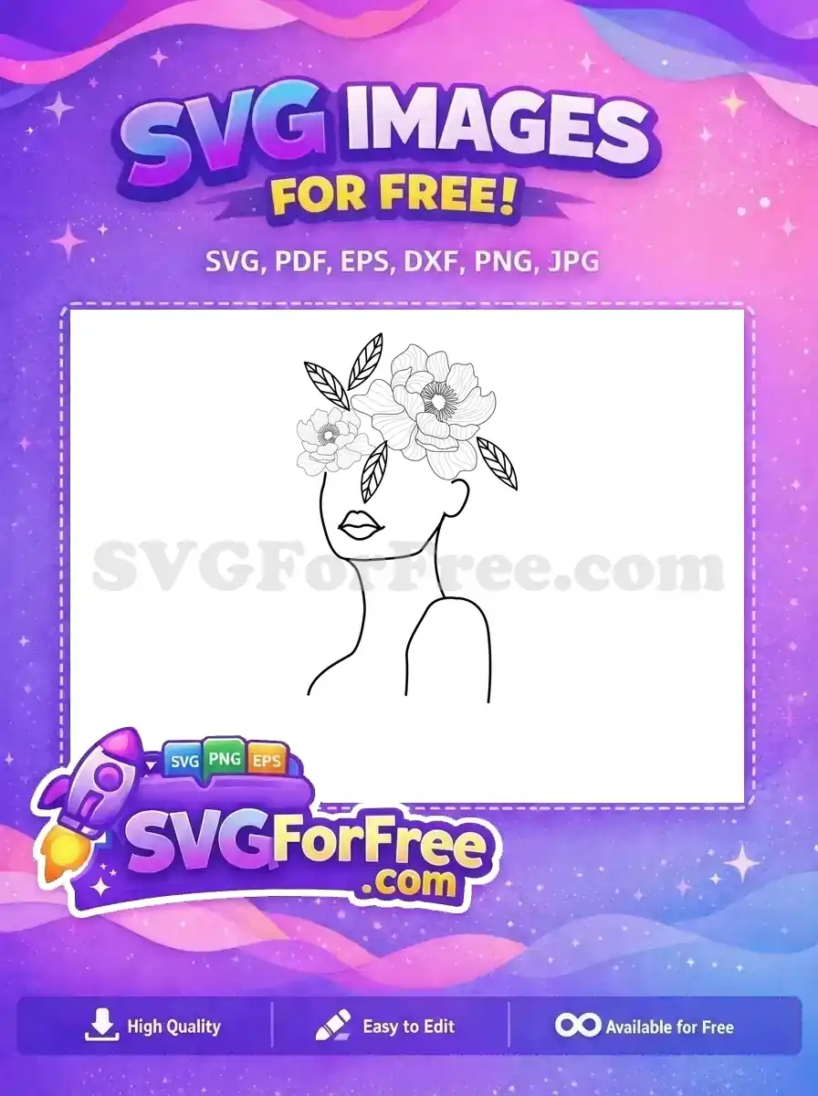 Free Woman Flowers Free Line Art Female Free SVG