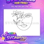 Free Floral Haired Free Elegant Woman Portrait Free SVG - Instant Download