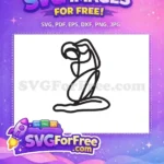 Free Kneeling Female Free Line Art Character Silhouette Free SVG - Instant Download