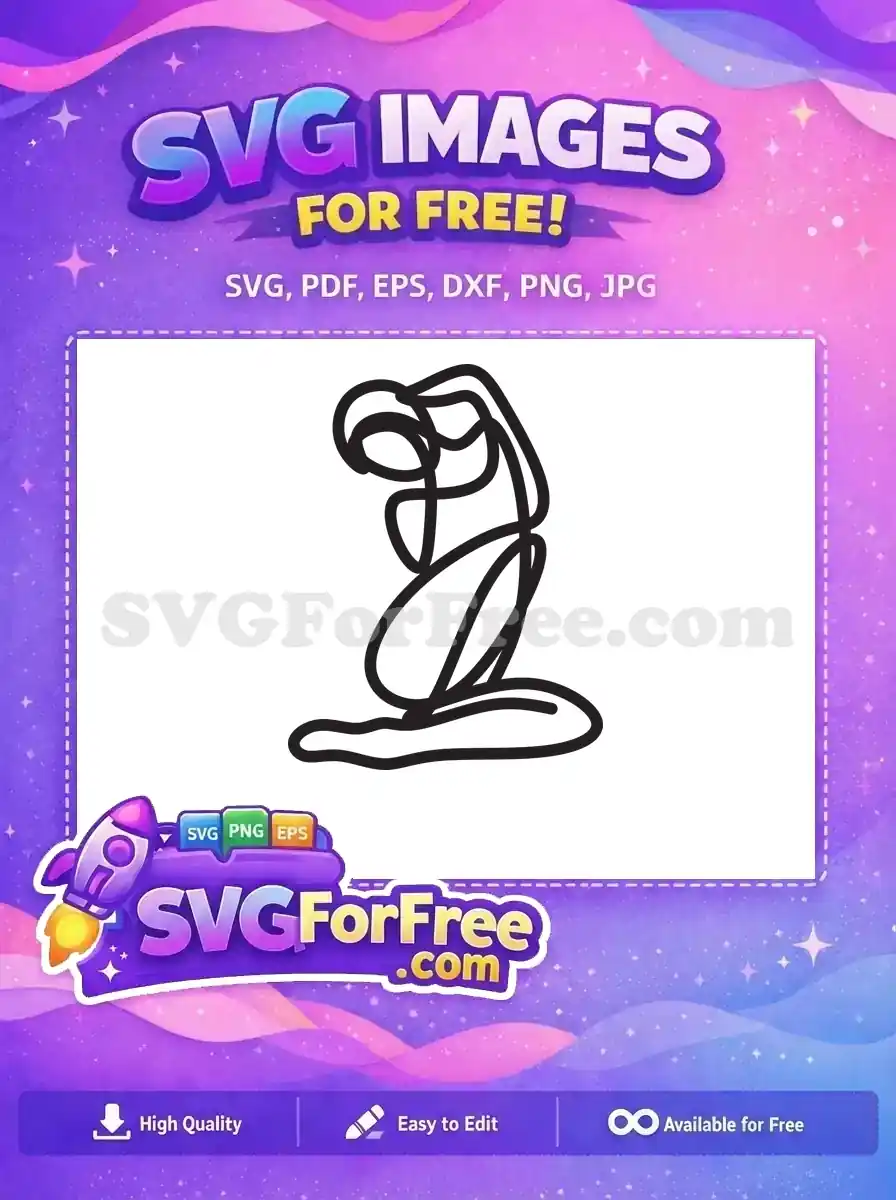 Free Kneeling Female Free Line Art Character Silhouette Free SVG