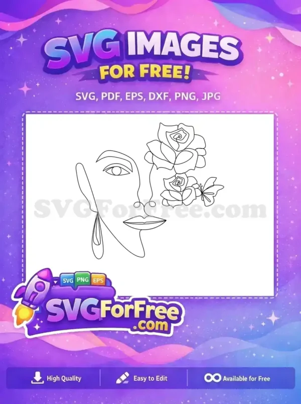 Free Rose Flower Free Butterfly Female Line Art Free SVG