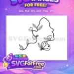 Free Floral Woman Line Art Free Nature Accent Female Free SVG - Instant Download