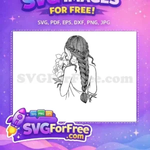 Free Braided Hair Free Lily Flowers Woman Back Free SVG Free Braided Hair Free Lily Flowers Woman Back Free SVG
