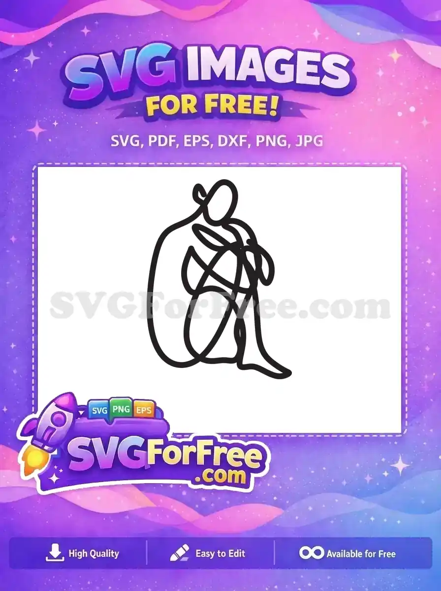 Free Sitting Pose Free Minimalist Female Line Art Free SVG